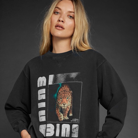 Anine Bing Sweaters - Anine Bing Wild Cat Bing Sweatshirt - Black